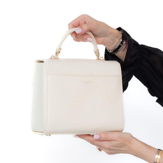 Aspinal Of London Mayfair Ivory Patent Mock Croc Bag