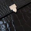 Asprey Autre Marque  Black Crocodile Leather Top Handle Bag