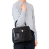 Asprey Autre Marque  Black Crocodile Leather Top Handle Bag