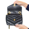 Chanel Vintage Navy Chevron Leather Small Shoulder Bag