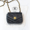 Chanel Vintage Navy Chevron Leather Small Shoulder Bag