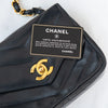 Chanel Vintage Navy Chevron Leather Small Shoulder Bag