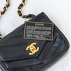 Chanel Vintage Navy Chevron Leather Small Shoulder Bag
