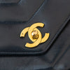 Chanel Vintage Navy Chevron Leather Small Shoulder Bag