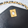 Chanel Vintage Navy Chevron Leather Small Shoulder Bag