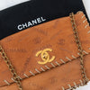 Chanel Vintage Whipstitched Tan  Leather Maxi Embossed Flap Bag