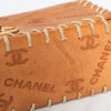 Chanel Vintage Whipstitched Tan  Leather Maxi Embossed Flap Bag