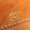 Chanel Vintage Whipstitched Tan  Leather Maxi Embossed Flap Bag