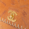 Chanel Vintage Whipstitched Tan  Leather Maxi Embossed Flap Bag