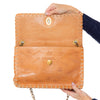 Chanel Vintage Whipstitched Tan  Leather Maxi Embossed Flap Bag
