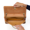 Chanel Vintage Whipstitched Tan  Leather Maxi Embossed Flap Bag