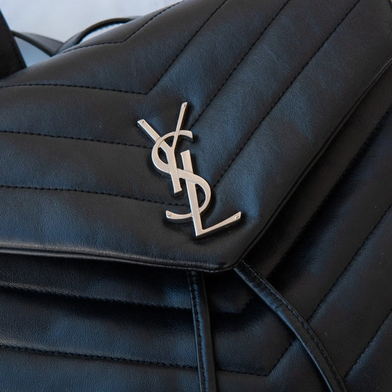 chevron leather backpack Saint Laurent LouLou Black Chevron Leather Backpack – EVEYSPRELOVED