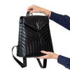 Saint Laurent LouLou Black Chevron Leather Backpack
