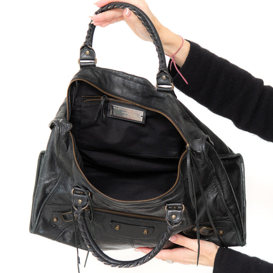 Balenciaga Black Leather Arena Classic City Bag