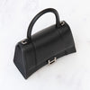 Balenciaga Hourglass Black Grained Leather Top Handle Small Leather Bag