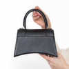 Balenciaga Hourglass Black Grained Leather Top Handle Small Leather Bag