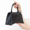 Balenciaga Hourglass Black Grained Leather Top Handle Small Leather Bag