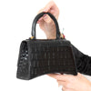 Balenciaga Mini Black Crocodile Embossed Hourglass Handbag