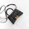 Balenciaga Mini Black Crocodile Embossed Hourglass Handbag