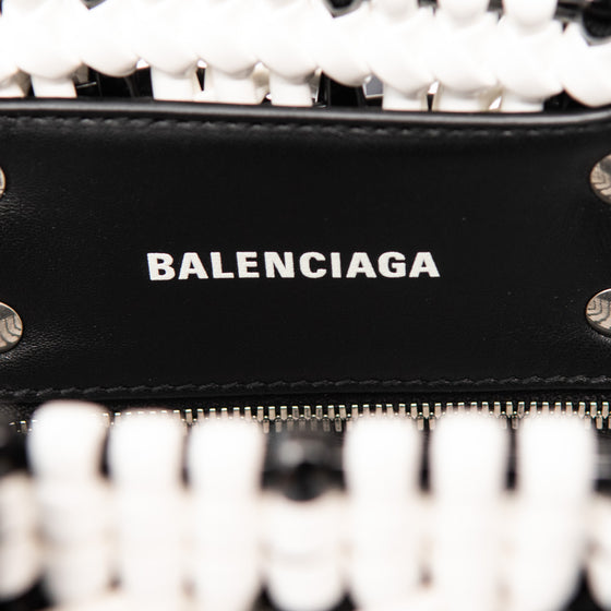 Balenciaga XXS Bistro Basket Black And White Bag