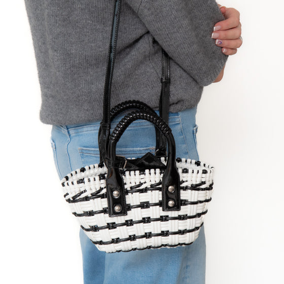 Balenciaga XXS Bistro Basket Black And White Bag