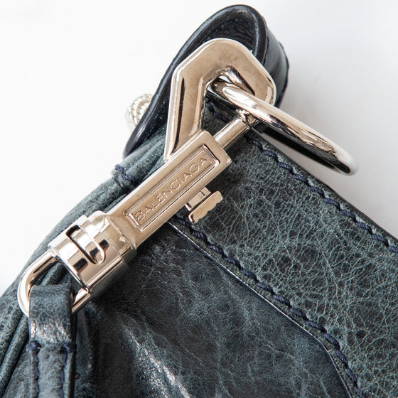 Balenciaga Dark Grey Leather Hip Crossbody Bag
