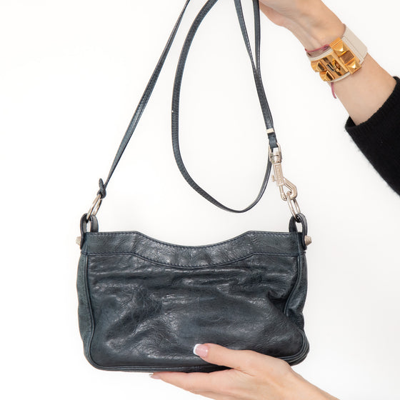 Balenciaga Dark Grey Leather Hip Crossbody Bag