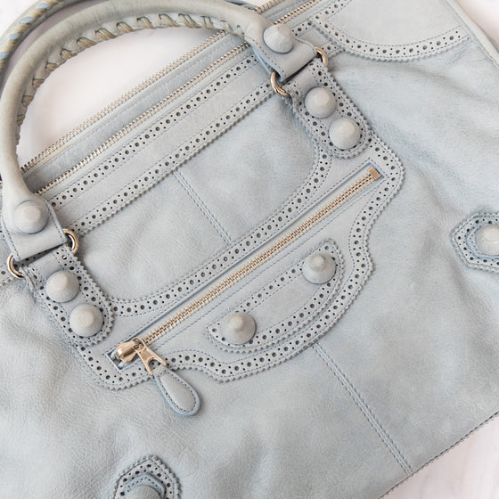 Balenciaga Pale  Blue Giant City Brogues Bag