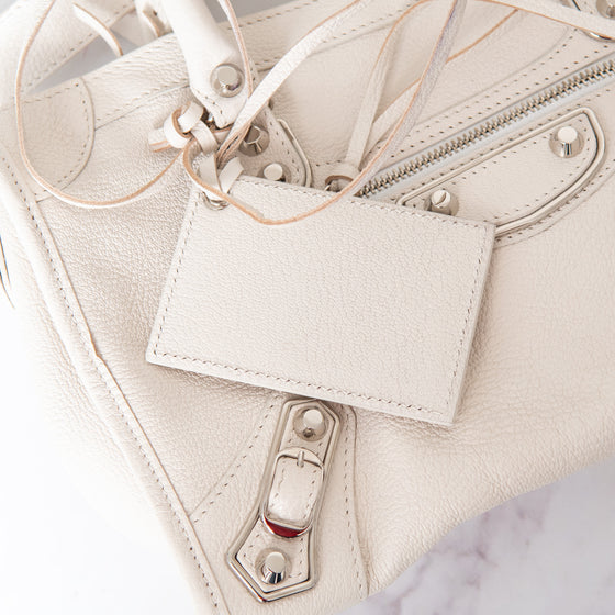 Balenciaga Small Off White Leather City Bag