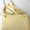 Bottega Veneta Andiamo Top Handle Light Yellow Leather Bag