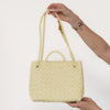 Bottega Veneta Andiamo Top Handle Light Yellow Leather Bag