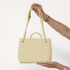 Bottega Veneta Andiamo Top Handle Light Yellow Leather Bag