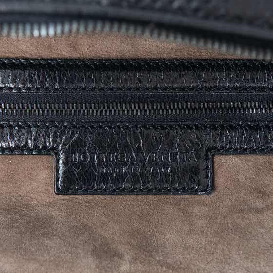 Bottega Veneta Black And Grey Python Intrecciato Leather Boston Bag