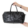 Bottega Veneta Black And Grey Python Intrecciato Leather Boston Bag