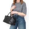 Bottega Veneta Black And Grey Python Intrecciato Leather Boston Bag