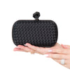 Bottega Veneta Black Intrecciato Satin Knot Clutch Bag
