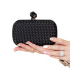 Bottega Veneta Black Intrecciato Satin Knot Clutch Bag