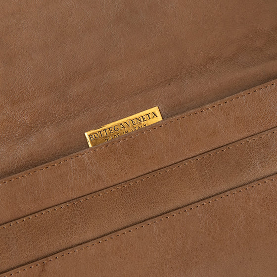 Bottega Veneta Brown Weave Leather Clutch Bag