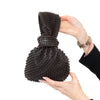 Bottega Veneta Brown Double Knot Beaded Leather Clutch Bag
