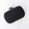 Bottega Veneta Black Satin Intrecciato Leather Knot Clutch Bag
