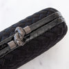 Bottega Veneta Black Satin Intrecciato Leather Knot Clutch Bag