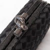 Bottega Veneta Black Satin Intrecciato Leather Knot Clutch Bag