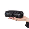 Bottega Veneta Black Satin Intrecciato Leather Knot Clutch Bag