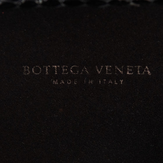 Bottega Veneta Black Satin Intrecciato Leather Knot Clutch Bag