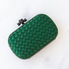 Bottega Veneta Green Intrecciato Satin Knot Clutch Bag