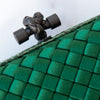 Bottega Veneta Green Intrecciato Satin Knot Clutch Bag