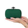 Bottega Veneta Green Intrecciato Satin Knot Clutch Bag