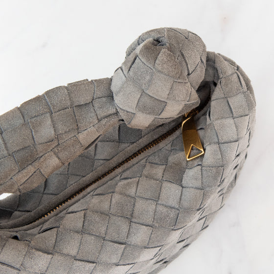 Bottega Veneta Suede Grey &nbsp;Mini Jodie & Intrecciato Bag