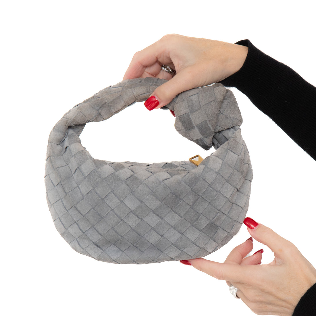  Bottega Veneta Suede Grey &nbsp;Mini Jodie & Intrecciato Bag