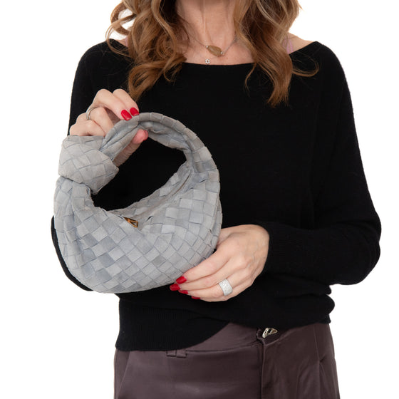 Bottega Veneta Suede Grey &nbsp;Mini Jodie & Intrecciato Bag